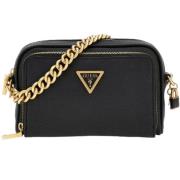 Zwarte Rechthoekige Handtas met Gouden Logo Guess , Black , Dames