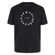 Zwart Logo Horloge T-shirts en Polos Armani Exchange , Black , Heren
