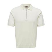 Zip Polo Shirt Elevate Casual Style Only & Sons , White , Heren