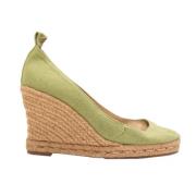 Pre-owned Fabric flats Christian Louboutin Pre-owned , Green , Dames