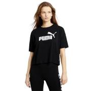 Dames Cropped Logo T-shirt Puma , Black , Dames