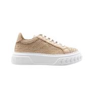 Vegan Leren Geweven Sneakers Casadei , Beige , Dames