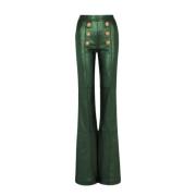 Wide Trousers Balmain , Green , Dames