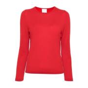 Rode Wol Crew Neck Sweater Allude , Red , Dames