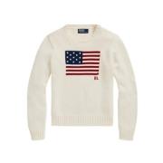 Katoenen trui met Amerikaanse vlag Polo Ralph Lauren , Beige , Dames