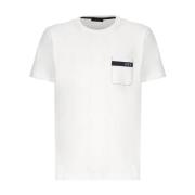 Klassiek Wit Katoenen T-shirt met Zak Fay , White , Heren