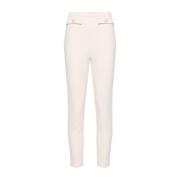 Stretch Crepe Straight Leg Broek Elisabetta Franchi , Beige , Dames