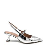 Zilveren Spiegel Leren Slingback Hakken Ninalilou , Gray , Dames