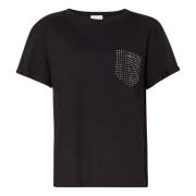Studded Pocket Zwarte T-shirts en Polos Liu Jo , Black , Dames