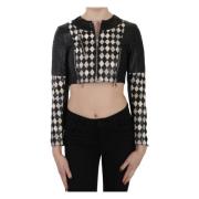 Leren Cropped Biker Jas John Richmond , Black , Dames