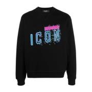 Zwart Icon Logo Katoenen Sweatshirt Dsquared2 , Black , Heren