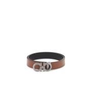 Omkeerbare Gancini Leren Riem Salvatore Ferragamo , Brown , Heren