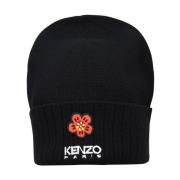 Zwarte wollen beanie met logo borduursel Kenzo , Black , Dames