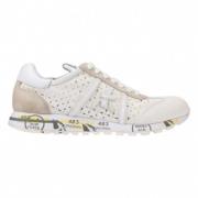 Lucy D Geperforeerde Canvas Sneakers Wit Zand Premiata , Beige , Heren