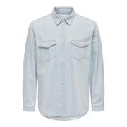 Lichtblauwe Denim Shirt Jas Only & Sons , Blue , Heren