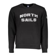 Zwarte katoenen trui met logo print North Sails , Black , Heren