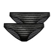 Kanten slips met logo 2-pack Emporio Armani , Black , Dames