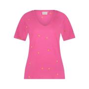 Phil V-neck Orange Heart T-shirt Fabienne Chapot , Pink , Dames