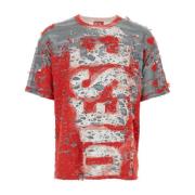 Multicolor Katoenmix T-Boxt-Peel T-Shirt Diesel , Red , Heren