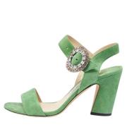 Pre-owned Suede sandals Jimmy Choo Pre-owned , Green , Dames