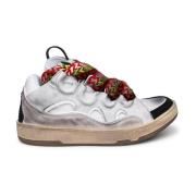 Witte Leren Sneaker met Suede en Mesh Inzetstukken Lanvin , White , He...