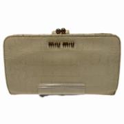 Pre-owned Leather wallets Miu Miu Pre-owned , Beige , Dames