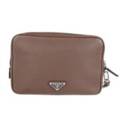 Pre-owned Leather clutches Prada Vintage , Brown , Dames