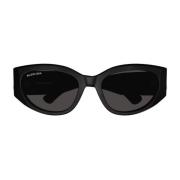 Ovale Frame Zonnebril Bb0324Sk Balenciaga , Black , Dames