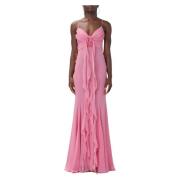 Lange jurk met rozen detail Blumarine , Pink , Dames