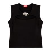 Milano-knit top with metal Oval D plaque Diesel , Black , Dames