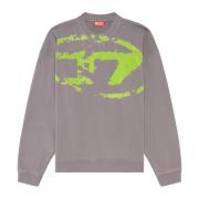 Sweatshirt with distressed flocked logo Diesel , Gray , Heren