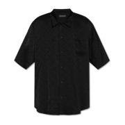 Satijnen shirt met logo Balenciaga , Black , Heren