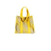 Gele Check Shopper XL Tote Tas Burberry , Yellow , Dames