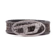Canvas and leather belt with crystals Diesel , Black , Dames