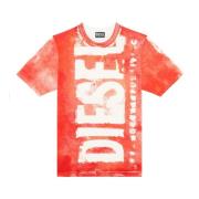 T-shirt met verloop logo Diesel , Red , Heren