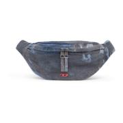 Rave Beltbag - Belt bag in coated denim Diesel , Blue , Unisex