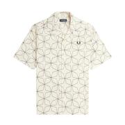 Geometrische Print Reverskraag Overhemd Fred Perry , White , Heren