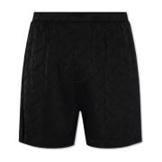 Satijnen shorts met logo Balenciaga , Black , Heren