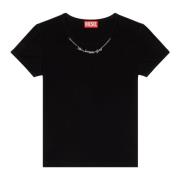 Ribbed-jersey top with chain necklace Diesel , Black , Dames