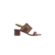 Bruin leren sandalen met hak Tod's , Brown , Dames