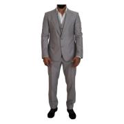 Zilveren Wol Zijden Slim Fit Pak Dolce & Gabbana , Gray , Heren