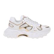 Witte/Gouden Leren Sneakers Balmain , White , Dames
