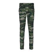 Slim-fit jeans in camouflage denim met geribbelde details Balmain , Gr...