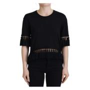 Zwarte Katoenen Kwast Blouse Top Dolce & Gabbana , Black , Dames