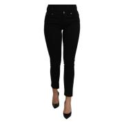 Zwarte Mid Waist Slim Denim Stretch Jeans Dolce & Gabbana , Black , Da...