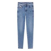 Hoge Taille Skinny Jeans - Blauwe Wassing Diesel , Blue , Dames