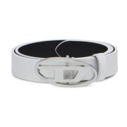 Leather belt with enamelled buckle Diesel , White , Dames