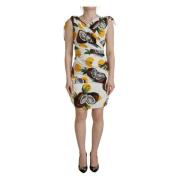 Witte Kokosnootprint Sheath Mini Zijden Jurk Dolce & Gabbana , Multico...