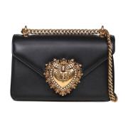 Zwarte leren schoudertas met heilig hart ontwerp Dolce & Gabbana , Bla...