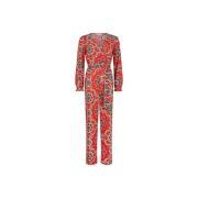 Chic Inka Jumpsuit voor Vrouwen Lofty Manner , Red , Dames